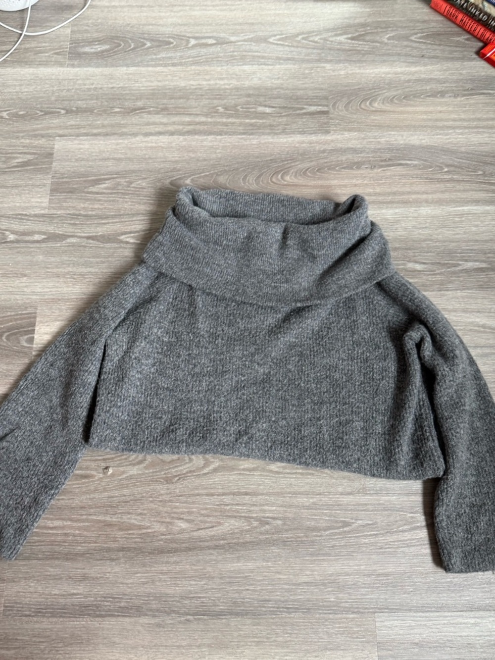 H&M Charcoal Gray Cropped Turtleneck Sweater